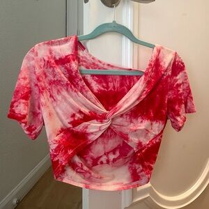 Pink Toe Dye Cropped Knot Top